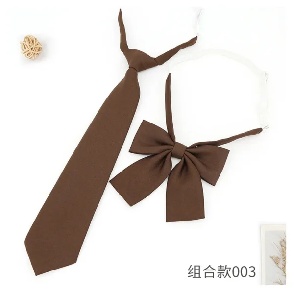 Solid Color Brown Navy Neckties For Men Lazy-ties College Girls Shirt Formal Dress Neckwear Rubber Necktie Casual Cravat - Image 6