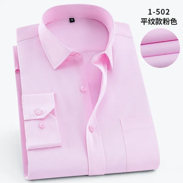 White Men Twill Long Sleeve Shirt,Single Breasted Lapel Asian Size Shirts,Wedding/Business/Office/Casual Tops Camisas,M-8XL 9XL - Image 3