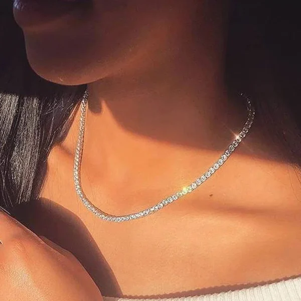 Hip Hop Iced Out Tennis Chain Necklace For Men Women Luxury Cubic Zircon Crystal Short Rock Neck Accessories Jewelry OHN016 - Image 2