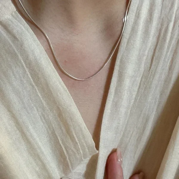 LATS New Stainless Steel Shiny Polish Snake Chain Choker Necklace for Women Men Fashion Jewelry - Image 4