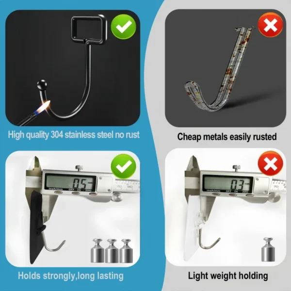 Big Size Hooks Heavy Duty 22 lbs Waterproof Adhesive Wall Hooks Nail-Free Transparent Waterproof Hooks for Kitchen Bathroom - Image 5
