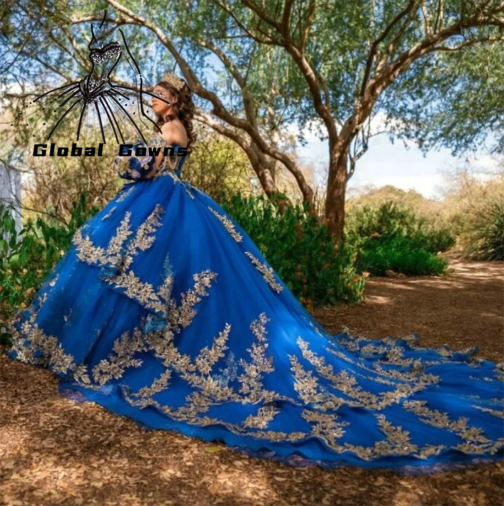 Royal Blue Tassel Quinceanera Dresses Ball Gown Bead Appliques Luxury Dresses Women 2024 Off The Shoulder Formal Gown Customized