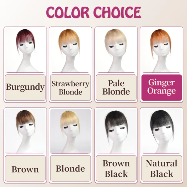 Bangs Hair Clip in Bangs 100% Real Human Hair Extensions Wispy Bang Ginger Copper Fake Bangs Fringe with Temples for Women Daily - Image 3