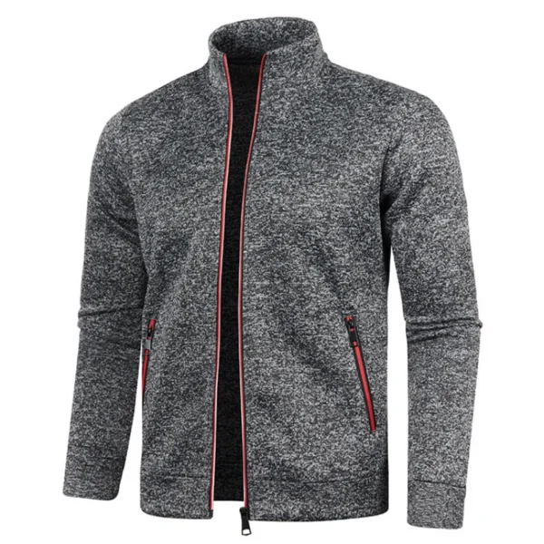 Spring and Autumn 2023 New Men's Zipper Knitwear Long Sleeve Thin Cashmere Fashion Fashion Top Sweater Coat Large Men - Image 5