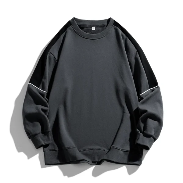 New Men Autumn Casual Fashion Teenager Pullover Top Color Contrast Round Neck Hoodies Male Long Sleeved Loose Sweatshirts Tops - Image 3
