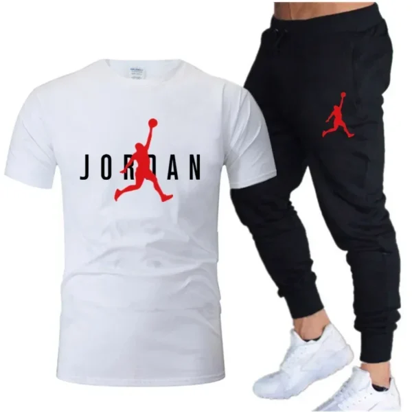 2025 Summer Men’s Tracksuit, Short Sleeve T-Shirt + Trousers 2-Piece Set - Image 2