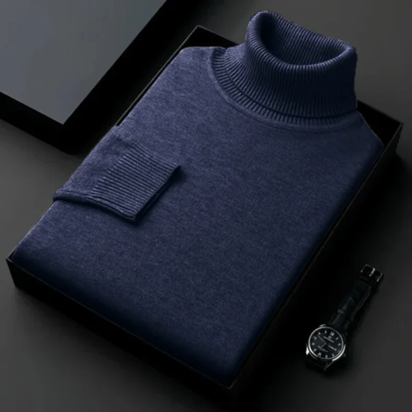 Sweatwear Mens Anti-Pilling High Quality Knitted Turtleneck Sweater Slim Fit Long Sleeve Pullover Solid Color Trend Men Clothing - Image 2