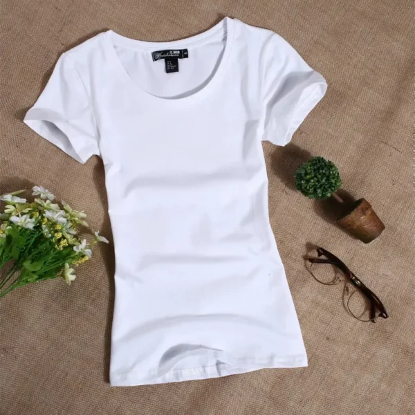 MRMT 2025 Women's T Shirt Casual Women Short Sleeved Slim Solid Color Simple Pure Tees Womens T-Shirt For Female Women T shirts - Image 2