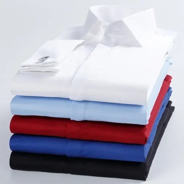 100% Cotton French Cufflinks Shirt, a hidden button formal dress shirt with a luxurious fit, perfect for business and special occasions. - Image 3