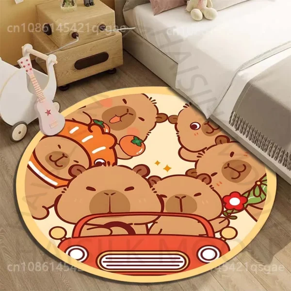 Capybara Cartoon Printed Round Carpet for Living Room Sofa Table Floor Mats Large Pet Mat Soft Round Rug Home Decor for Gifts - Image 3