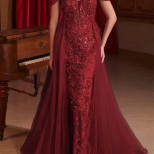 Customized Wine Red Women Wedding Party Dresses Off Shoulder Lace Applique Mermaid Long Formal Occasion Wear Evening Prom Dress