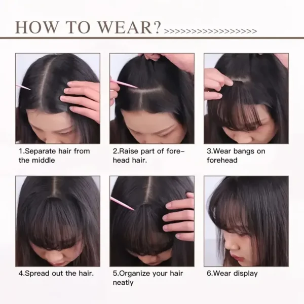Burgundy Clip in Bangs 100% Real Human Hair Pieces Hair Clip on Bangs for Women Faux Bangs Clip in Hair Extensions for Daily Use - Image 2