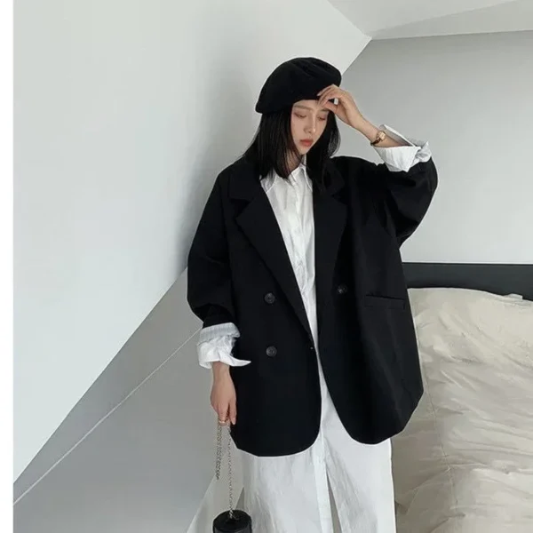 Women's Large Blazer Coats Spring Autumn Fashion Korean Version Loose Top Coat Office Work Clothes Grace Fall Jacket for Women - Image 4