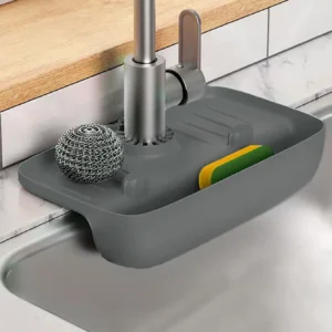Household Silicone Sink Drain Rack Faucet Splash Proof Water Collecting Pad Sponge Rag Steel Wool Gadget Storage Box