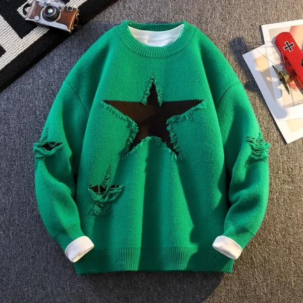 Autumn Wool Sweater for Men and Women, Thick Warm Jumper, Korean Brand Knit Pullover for Winter - Image 2