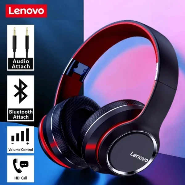 Lenovo HD200 Bluetooth Earphones – Over-Ear, Foldable, Wireless, Noise Cancellation, HIFI Stereo Gaming Headset