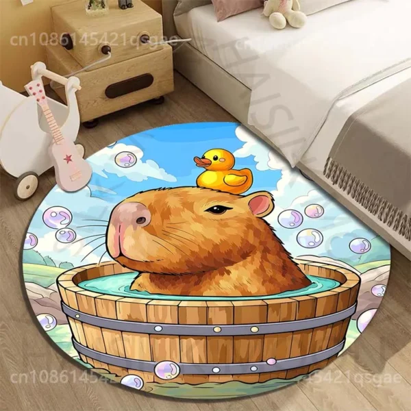 Capybara Cartoon Printed Round Carpet for Living Room Sofa Table Floor Mats Large Pet Mat Soft Round Rug Home Decor for Gifts - Image 5