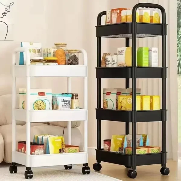 Multi-Layer Trolley Rack Trolley Organizer Mobile Bathroom Bathroom Storage Household Kitchen Multifunctional Cart with Wheels - Image 2