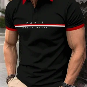 Letter Men's Summer Polo Shirt Breathable Golf Polo T-Shirt Sport Hiking Shirts Casual Work Short Sleeved Male Business Clothes