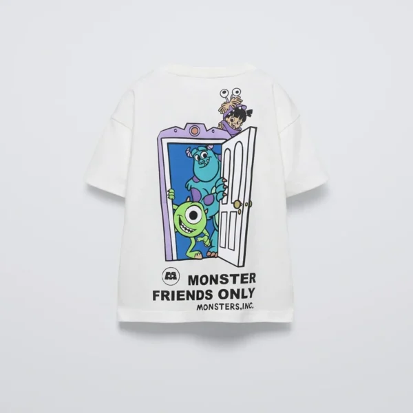 Cartoon Monster Tees Printed Black T-shirt Summer Wear Boys And Girls Fashion Casual Thin Tops Kids Cute Crewneck Base Shirt - Image 2