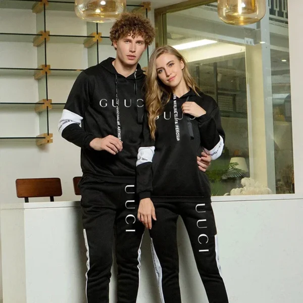 Men’s Tracksuit High-Quality Fashion Hooded Sweatshirt Sweatpants Casual Trend Print Pullover Classic Black White Jogging Clothes - Image 5