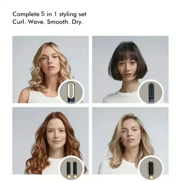 High Speed 5 in1 Hair Dryer Multi Hair Styler Curling Iron Straightener Hair Brush Professional Blow Dryer Gift Box Styling Tool - Image 4