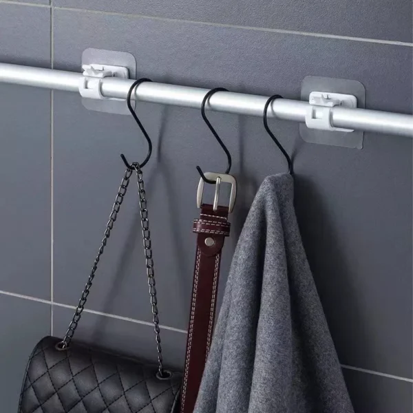 Self Adhesive Rail Hooks Nail-Free Curtain Clamp Rods Clips Hook Adjustable Shower Household Storage Hanging Stick Rack Holder - Image 3