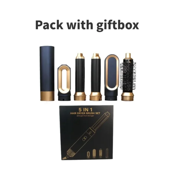High Speed 5 in1 Hair Dryer Multi Hair Styler Curling Iron Straightener Hair Brush Professional Blow Dryer Gift Box Styling Tool - Image 5