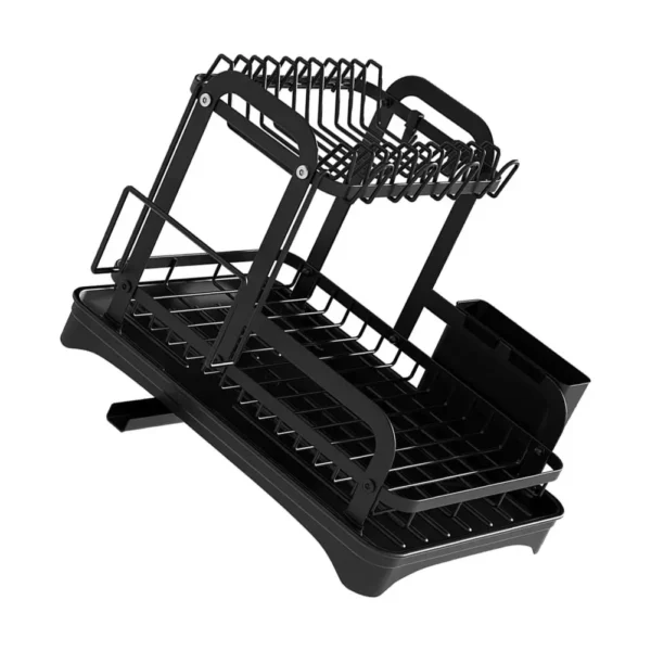 2 Tier Dish Bowl Drainer Storage Rack Kitchen Dish Drying Rack with Drain Basket Countertop Dinnerware Organizer Drainboard - Image 5