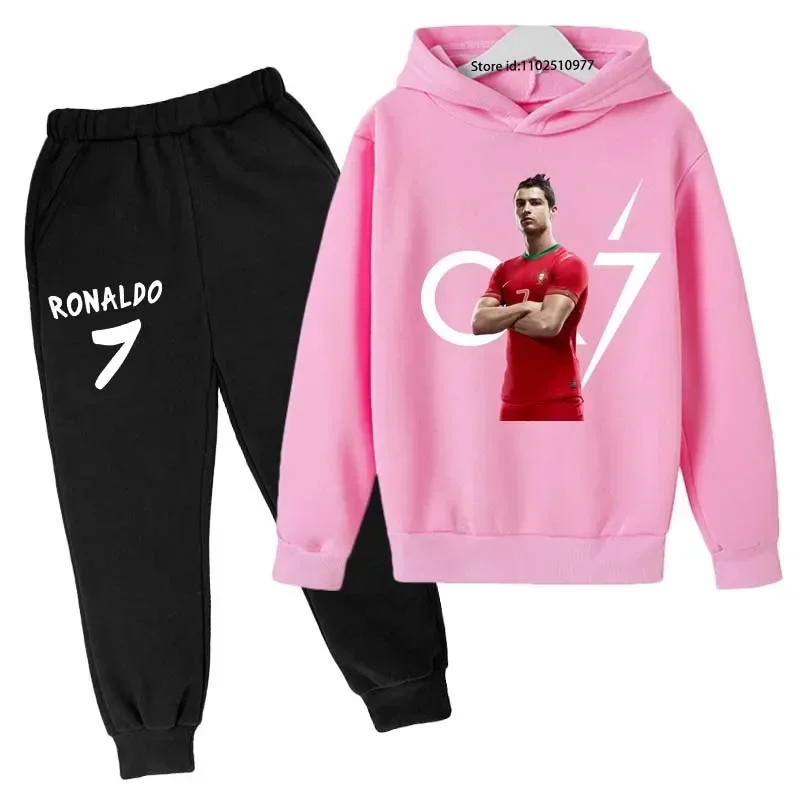 Kids Spring Autumn Football Idol Cr7 Print 2pcs Hoodie+Pants Set Tracksuits 3-13 Years Boy Girls Casual Baby Children Clothes - Image 6
