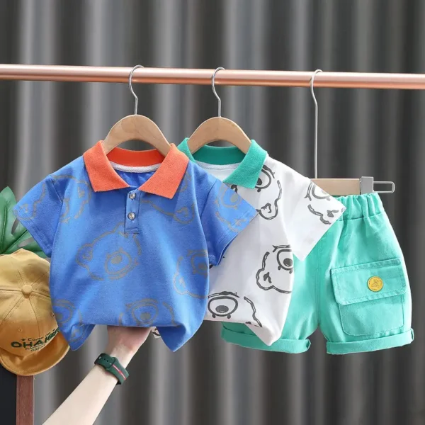 New Summer Baby Clothes Suit Children Boys Girls Cartoon Bear T Shirt Shorts 2Pcs/Set Toddler Casual Clothing Kids Tracksuits - Image 5