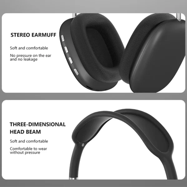 P9 Pro Max Air Wireless Bluetooth Headphones – Noise Cancelling, Mic, Over-Ear Design, Sports Gaming Headset for Apple - Image 2