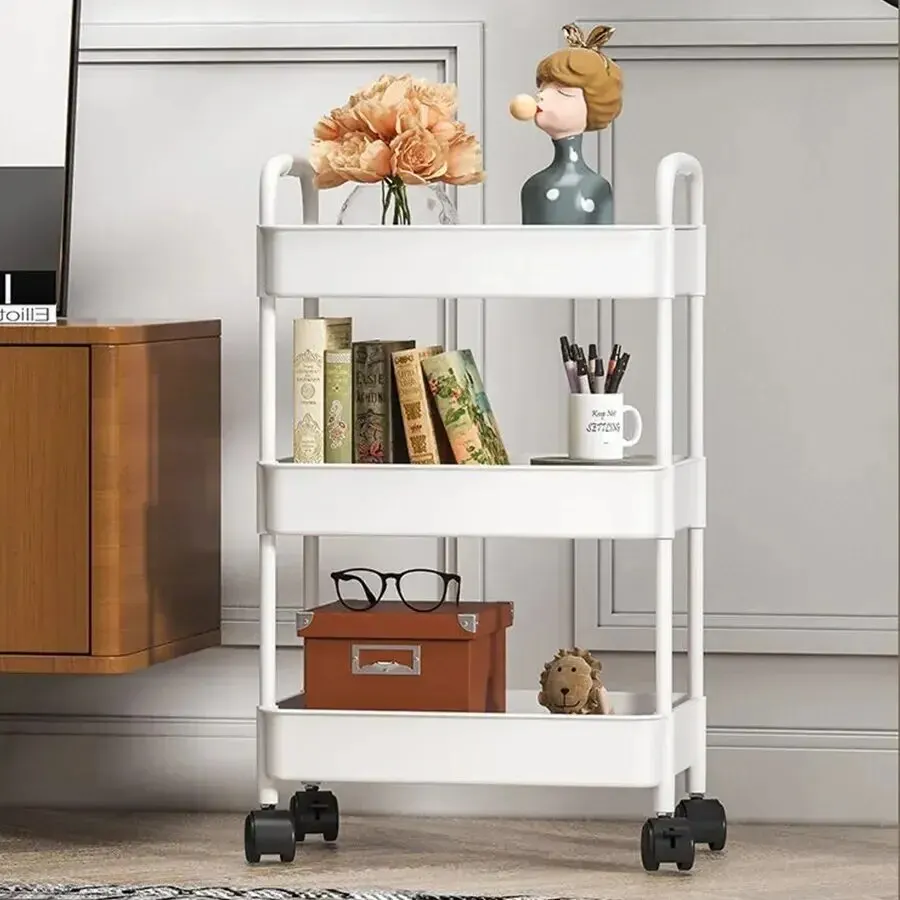 Household Multi-layer Small Cart Storage Rack Floor To Floor Kitchen Bedroom Bathroom Storage Rack Storage Rack With Wheels - Image 6