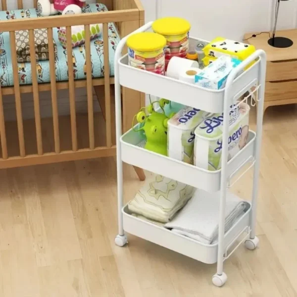 Bookshelf Storage Trolley Mobile Kitchen Organizer Cart With Wheels Multi-Layer Bathroom Shelves Household Snacks Storage Rack - Image 5