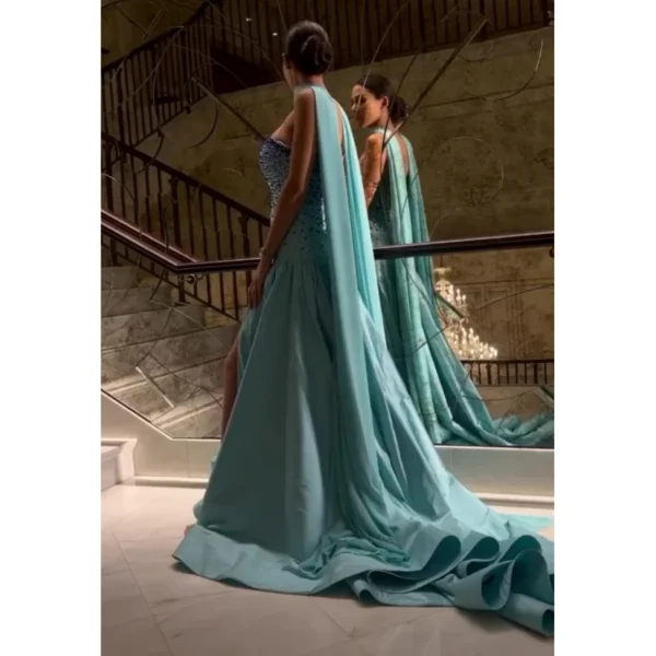 Indie Strapless Prom Dresses A-Line Plus size Formal Dress Sleeveless Evening Gown Beading Open Leg Party Gowns customized 2025 - Image 3