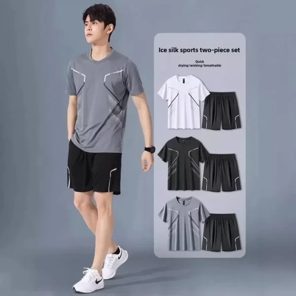 Men’s Quick-Dry Sports T-Shirt, crafted from ice silk fabric for ultra-thin, breathable comfort during fitness and training sessions.