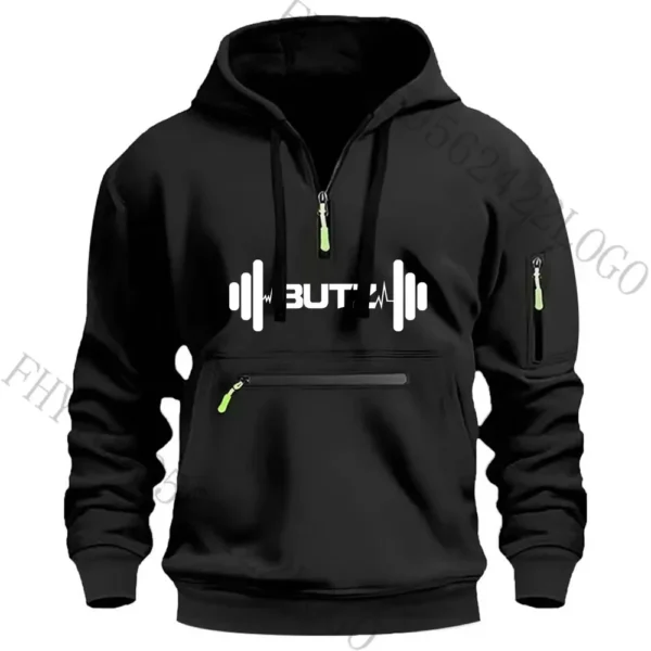 Autumn and Winter New Men's Fashion Brand Digital Print Multi-Pocket Zipper Casual Loose Long-Sleeved Hoodie Sports Clothing - Image 3