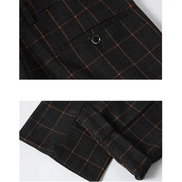 Burgundy Men's Suit Pants, Business Casual Plaid Trousers, Asian Size 29-38, Blue Gray Available, Black Striped Pant - Image 5