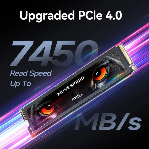 MOVESPEED 7450MB/s SSD – NVMe M.2 2280, 4TB, 2TB, 1TB, PCIe 4.0x4 SSD Drive for PS5, Laptops, PCs - Image 2