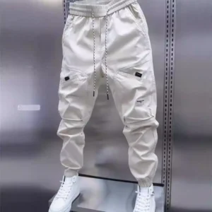 Loose casual long pants for men with added fleece sanitary pants and ankle tied sports pants, 2024 autumn and winter new style