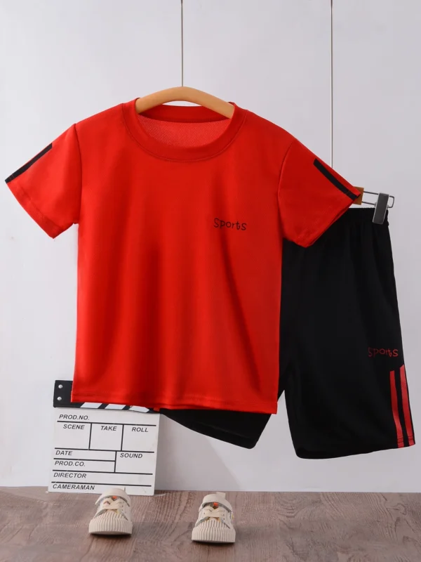 Summer Children Boy Football Clothes Set Kid Girls Breathable T-Shirts And Shorts 2pcs Suit Teenage Stripe Top Bottom Tracksuits - Image 3