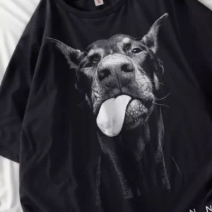 Doberman T-Shirts Women Dog Prints Cotton Tops Summer O-Neck Oversize T Shirts Casual Short Sleeve Tees Street Woman Clothes