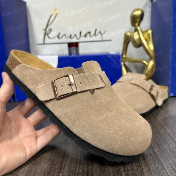 Designer Clog Sandals Clog Slippers Flat High Quality Summer Genuine Leather Suede Slide Beach Casual Shoes Women Men Size 35-45 - Image 3