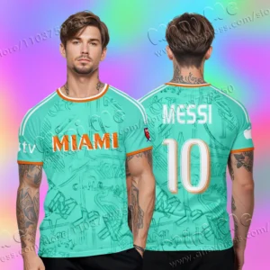 2025 Miami Ai Messi No.10 Football Fan Jersey Kids Adult Summer Sports Soccer Training Childrens Tops Round Neck Sweatshirt