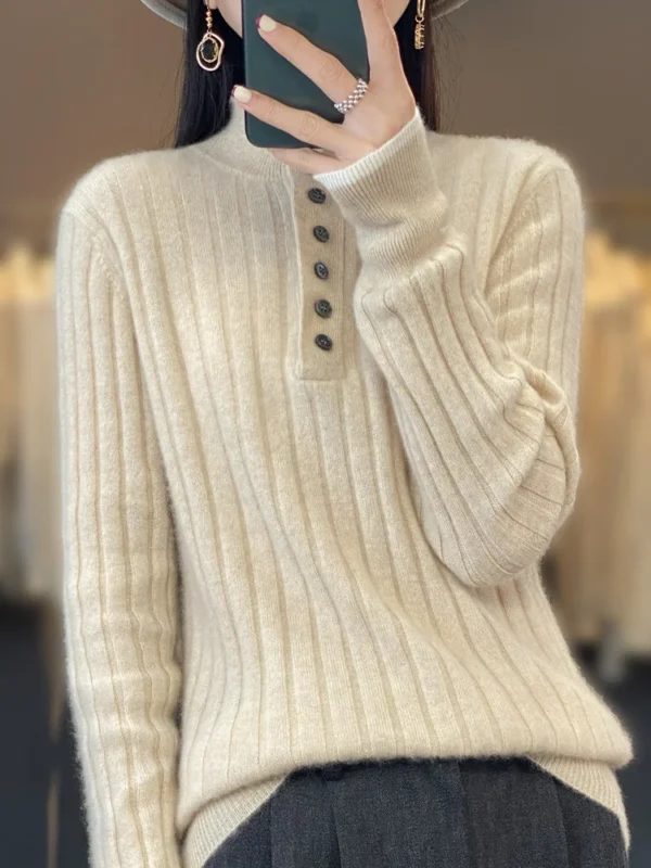 2024 High-Quality Women’s Autumn Winter Casual Pullover Cashmere Sweater, 100% Merino Wool Knitwear - Image 2