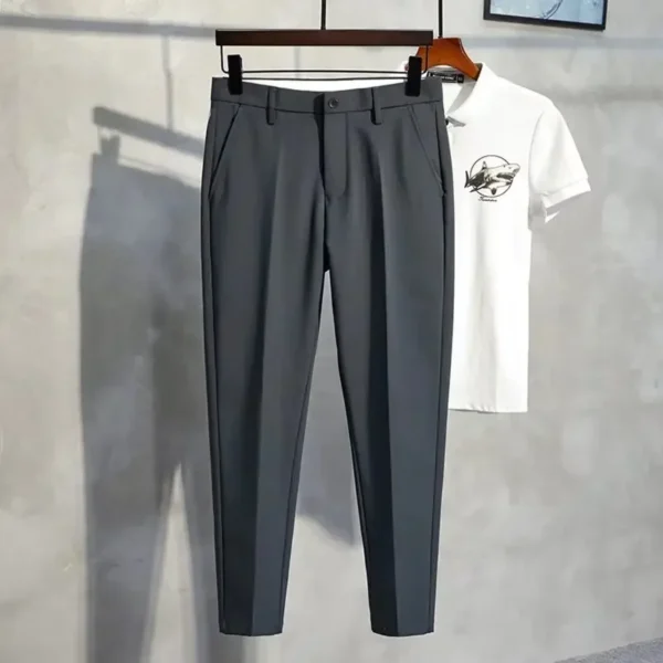 Men's High-end Black Drapedsuit Trousers Casual Business Pants Straight-leg Anti-wrinkle No Ironing Needed Ninemore Inch - Image 2