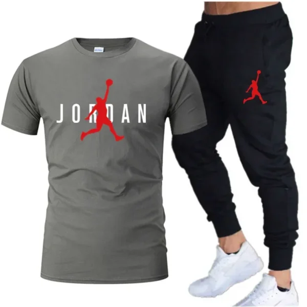 2025 Summer Men’s Tracksuit, Short Sleeve T-Shirt + Trousers 2-Piece Set - Image 3