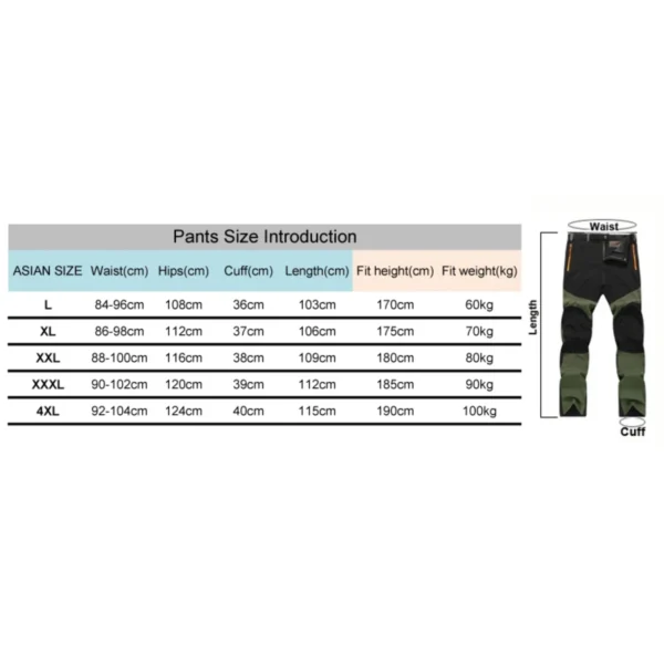 Men’s Hiking Pants, Quick Dry Lightweight Waterproof, Outdoor Travel Trekking Trousers - Image 6