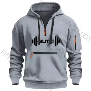 Autumn and Winter New Men's Fashion Brand Digital Print Multi-Pocket Zipper Casual Loose Long-Sleeved Hoodie Sports Clothing