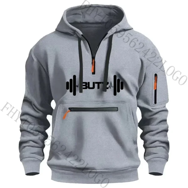 Autumn and Winter New Men's Fashion Brand Digital Print Multi-Pocket Zipper Casual Loose Long-Sleeved Hoodie Sports Clothing